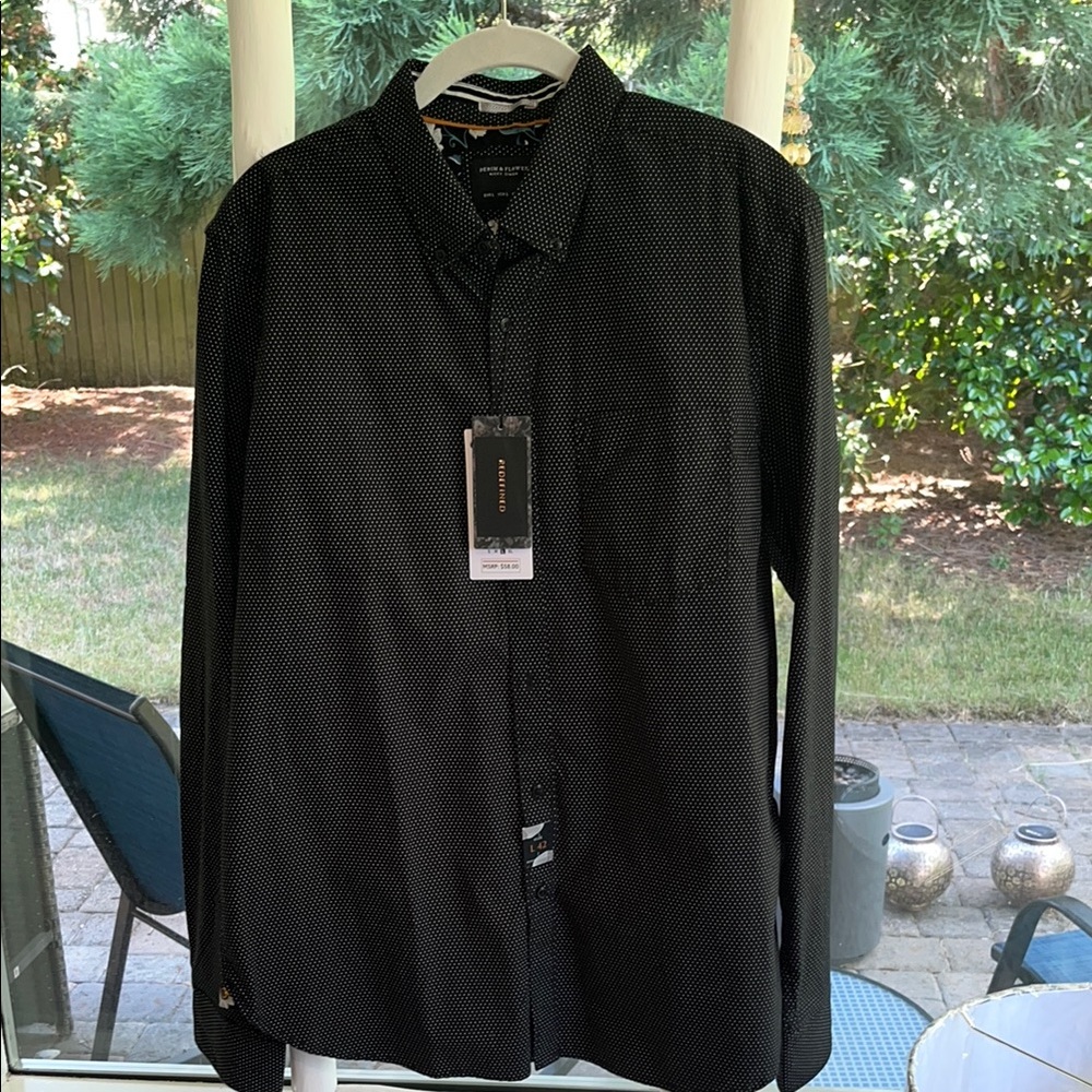 Denim & Flower Black Dress Shirt Classic Elegance